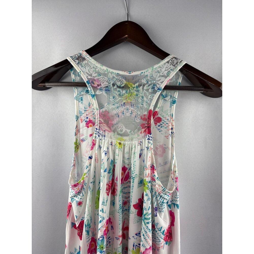 Women’s Sheik Boutique Large White w/ Multicolor Floral Sleeveless Blouse - Picture 4 of 6
